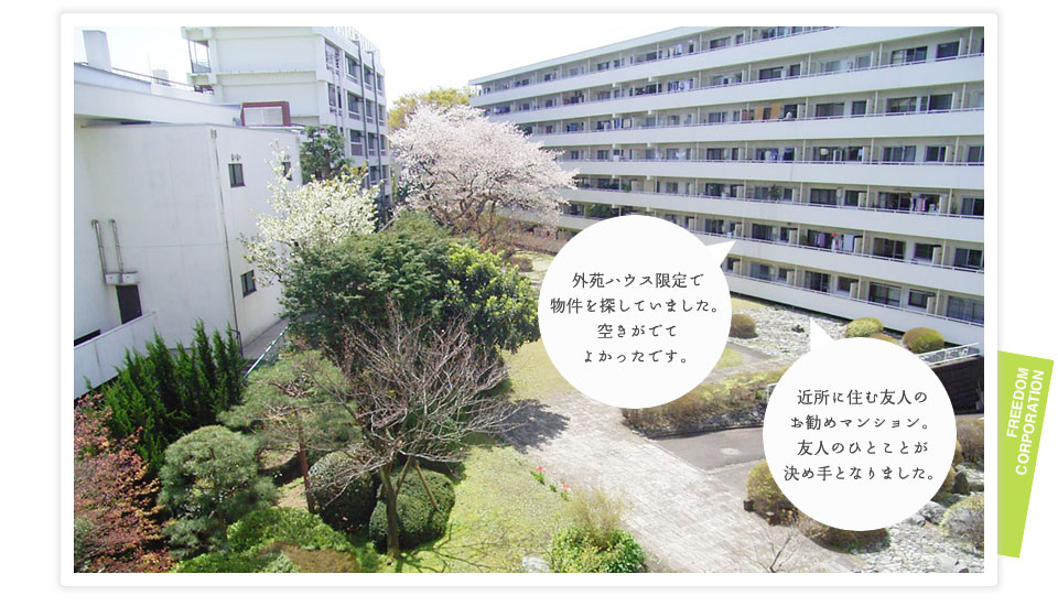 外苑ハウス限定で物件を探していました。空きがでてよかったです。